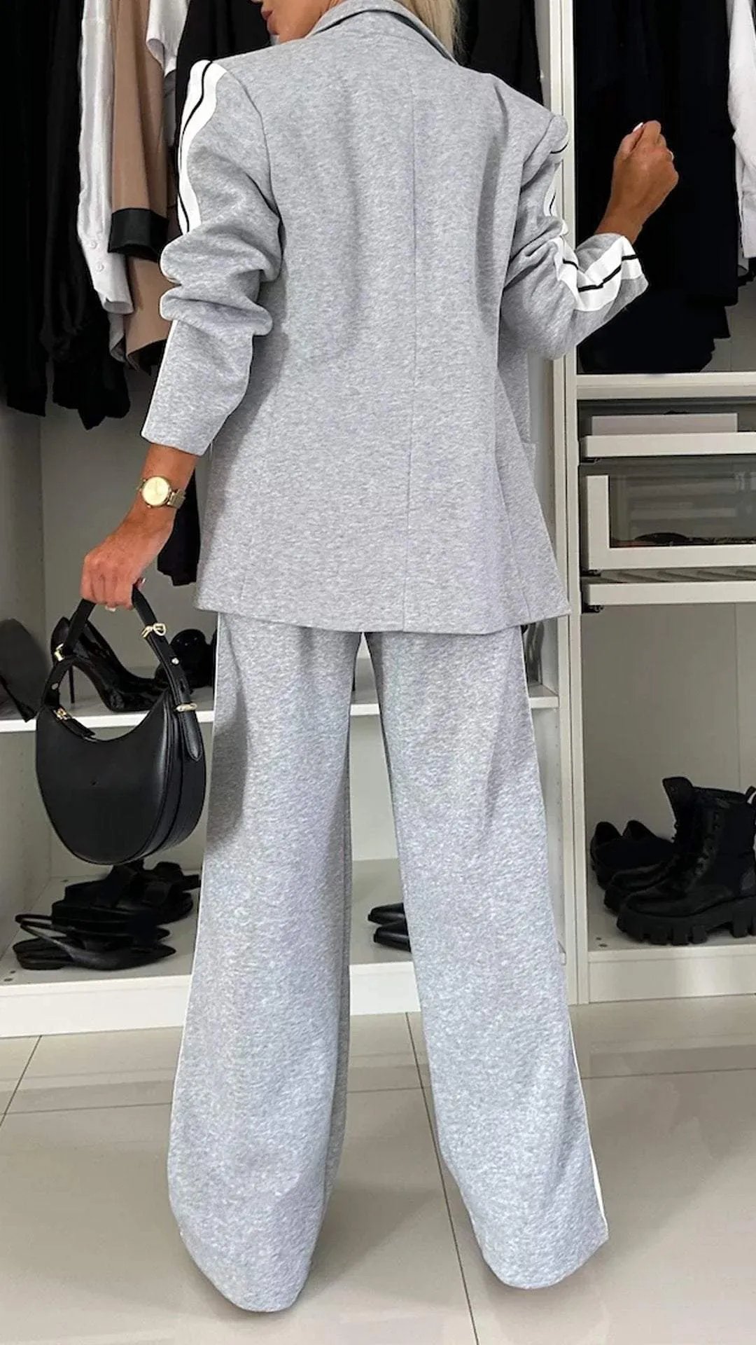 2 Piece Casual Set with Blazer and Joggers for Women