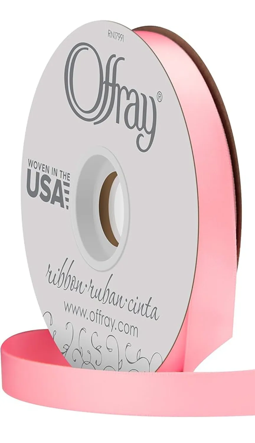 #3 Offray Single Face Satin Ribbon - 5/8" Wide, 100 Yards Long | 1 Spool