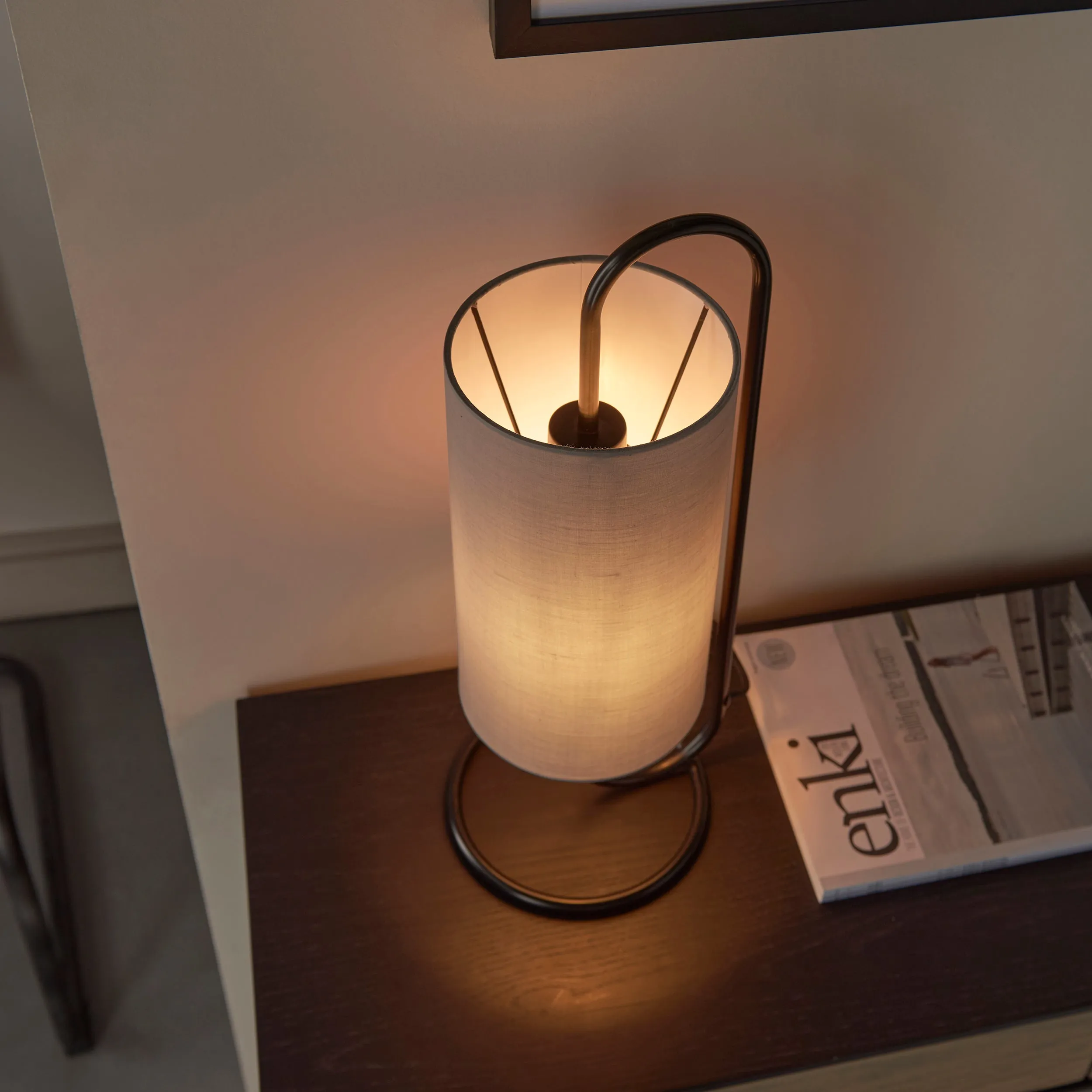 Amos Baluster Table Lamp Matt Black & Grey