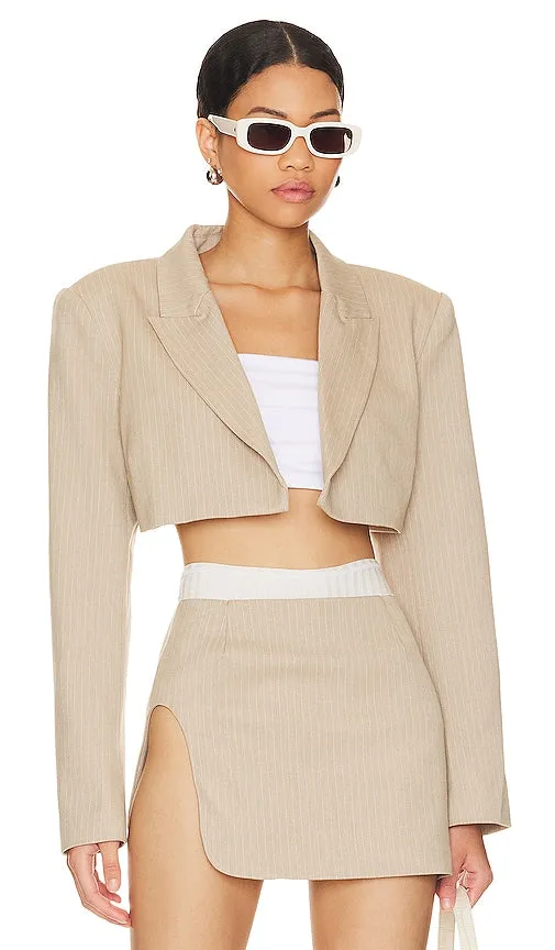 BY.DYLN x REVOLVE Zayne Cropped Blazer in Taupe