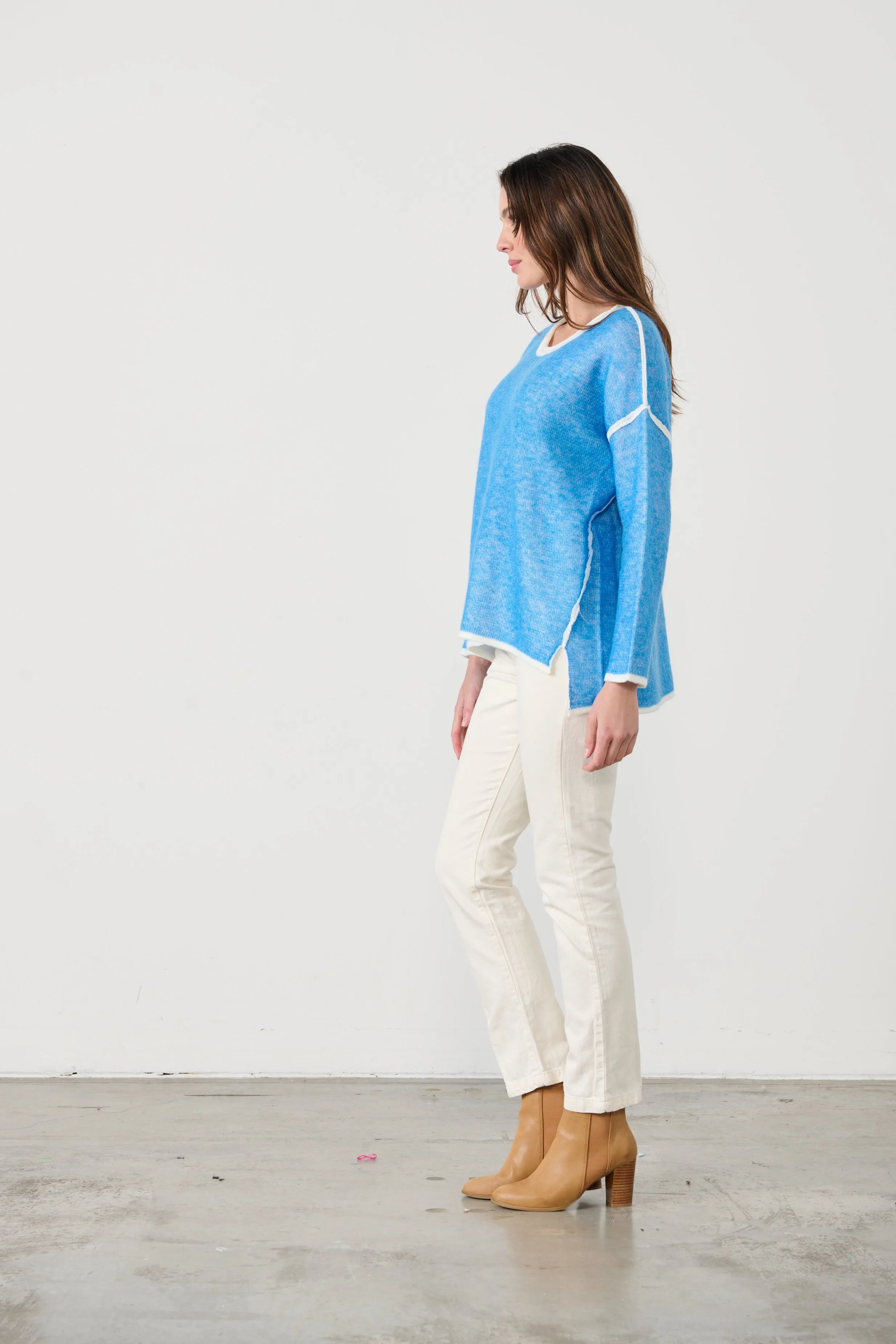Caju Mohair Blend Outline Knit - Coastal Blue