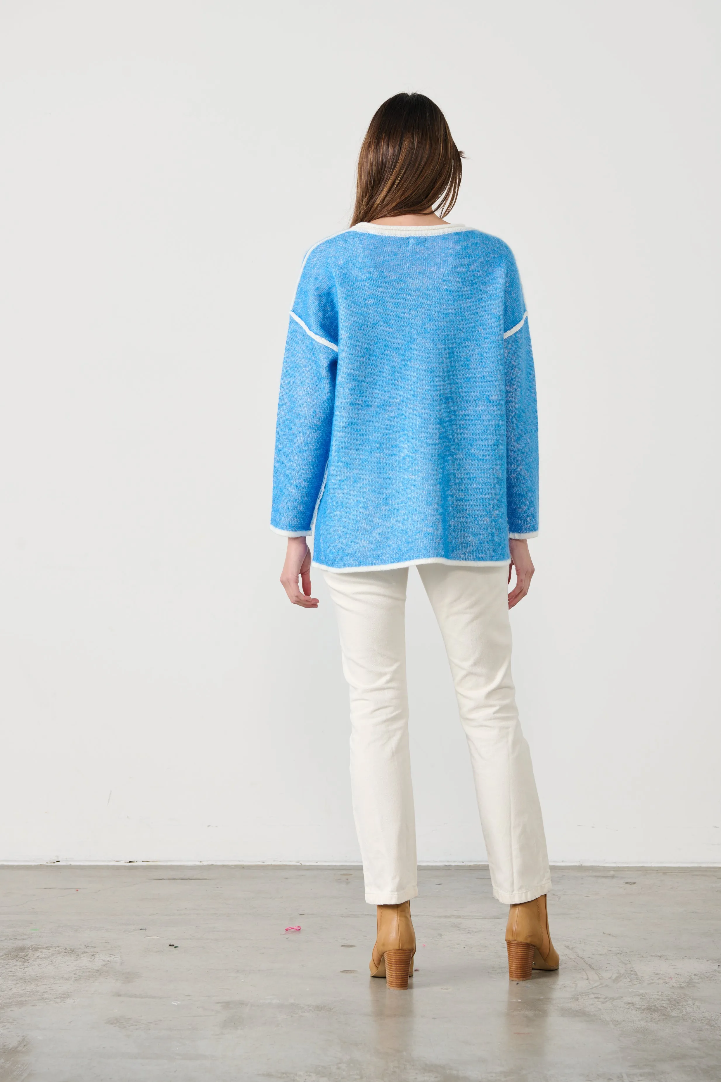 Caju Mohair Blend Outline Knit - Coastal Blue