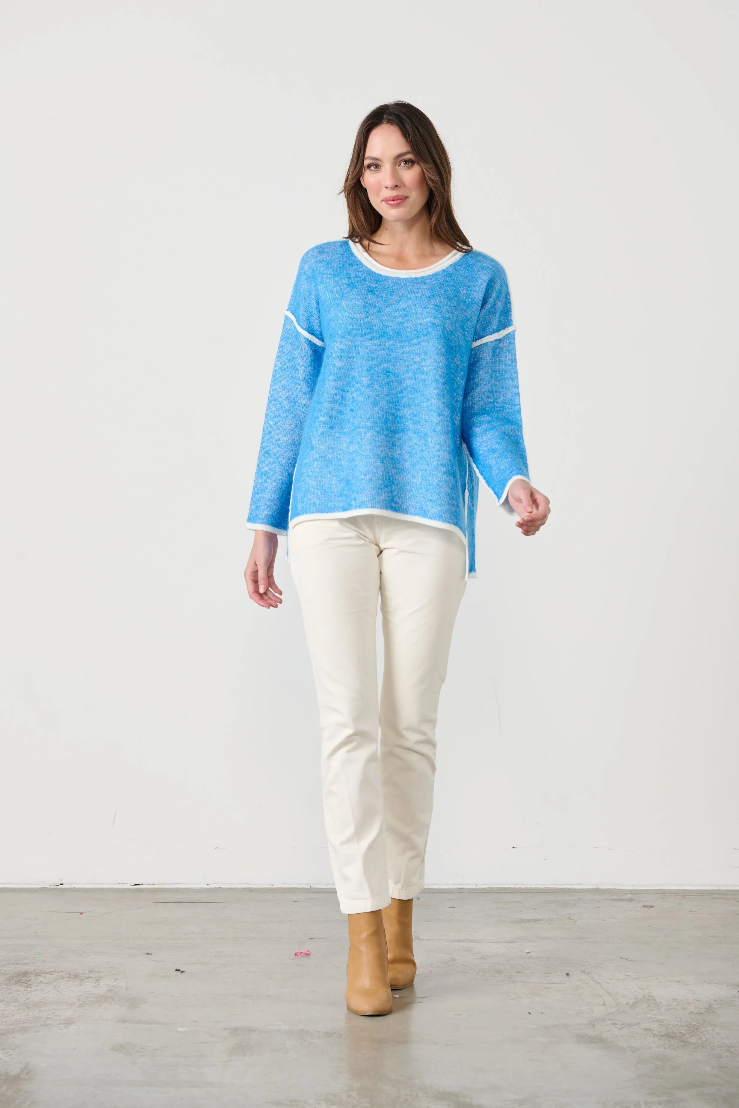 Caju Mohair Blend Outline Knit - Coastal Blue