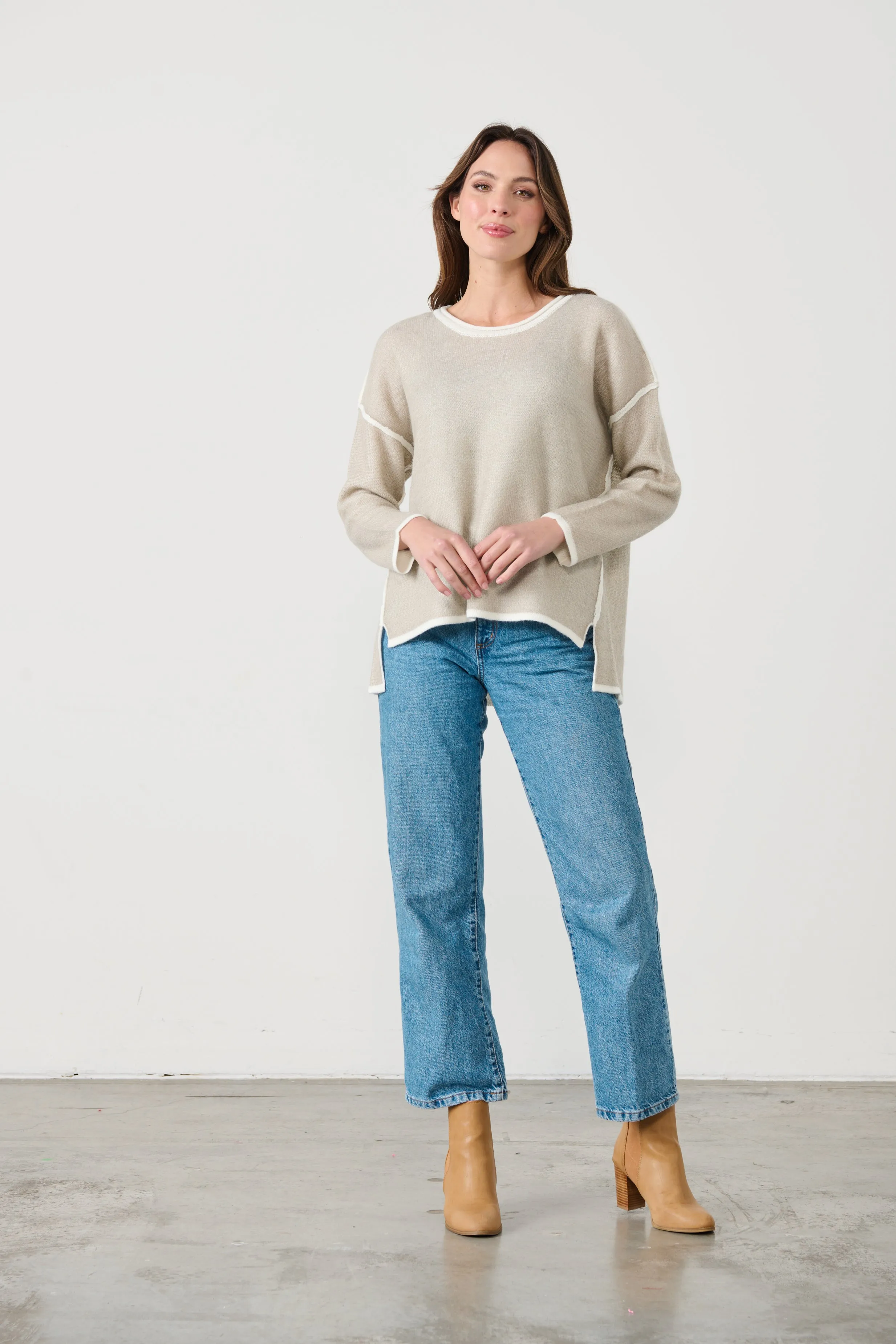 Caju Mohair Blend Outline Knit - Stone