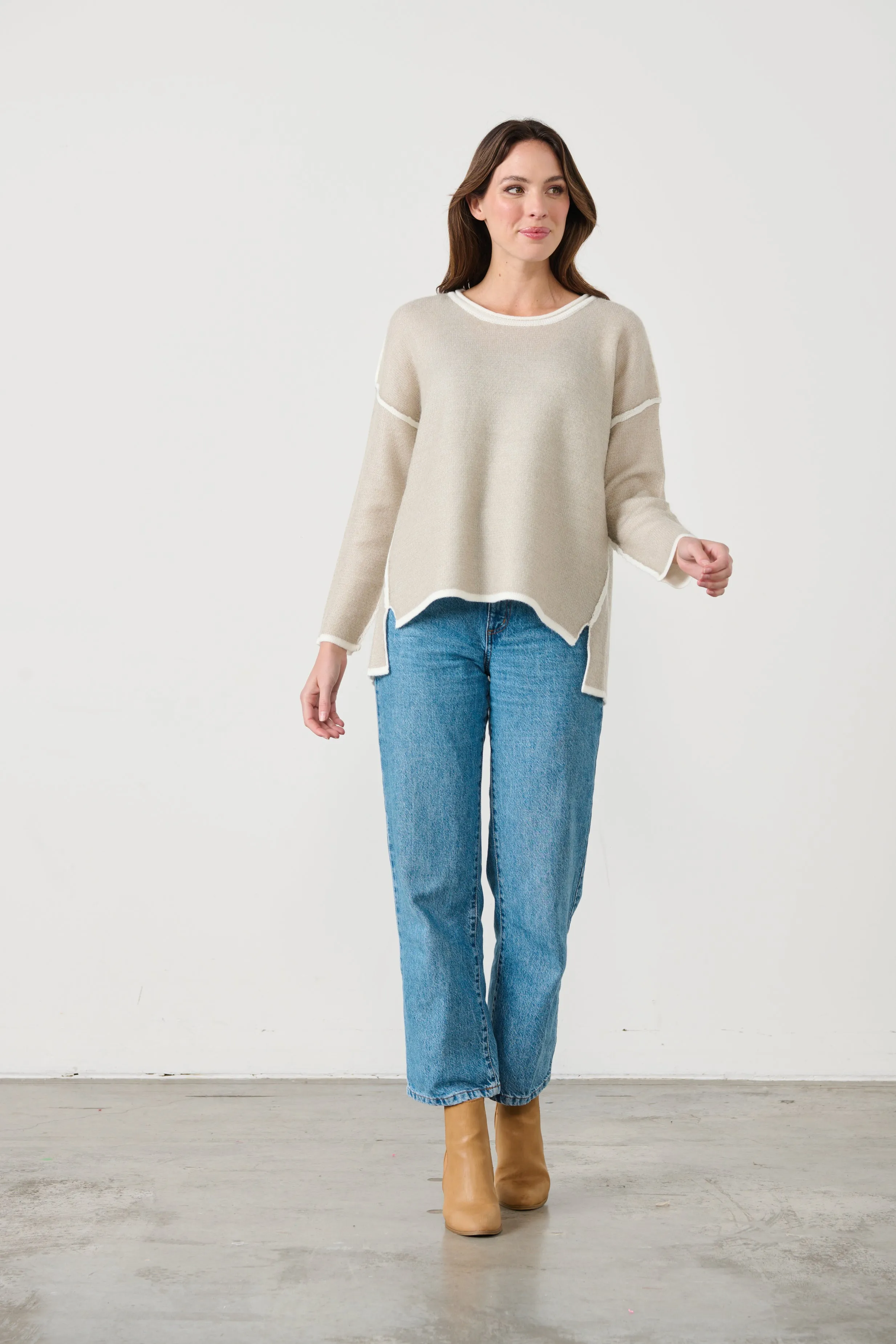Caju Mohair Blend Outline Knit - Stone