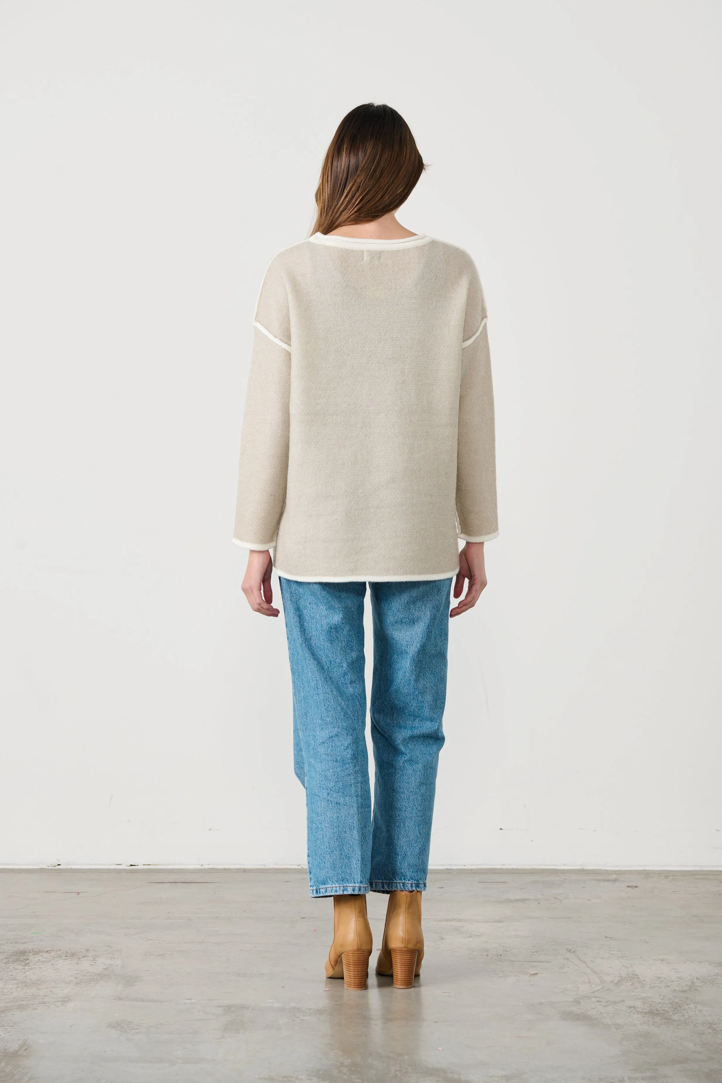Caju Mohair Blend Outline Knit - Stone