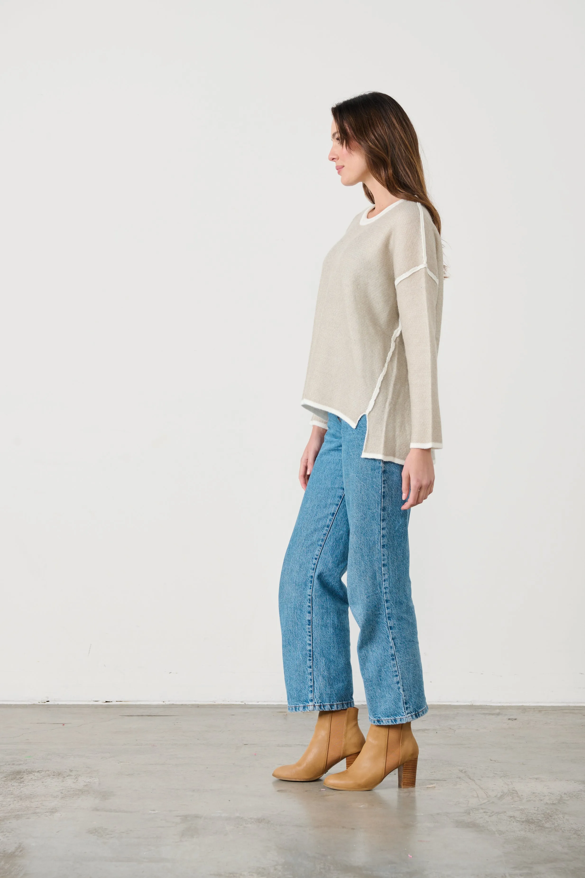 Caju Mohair Blend Outline Knit - Stone