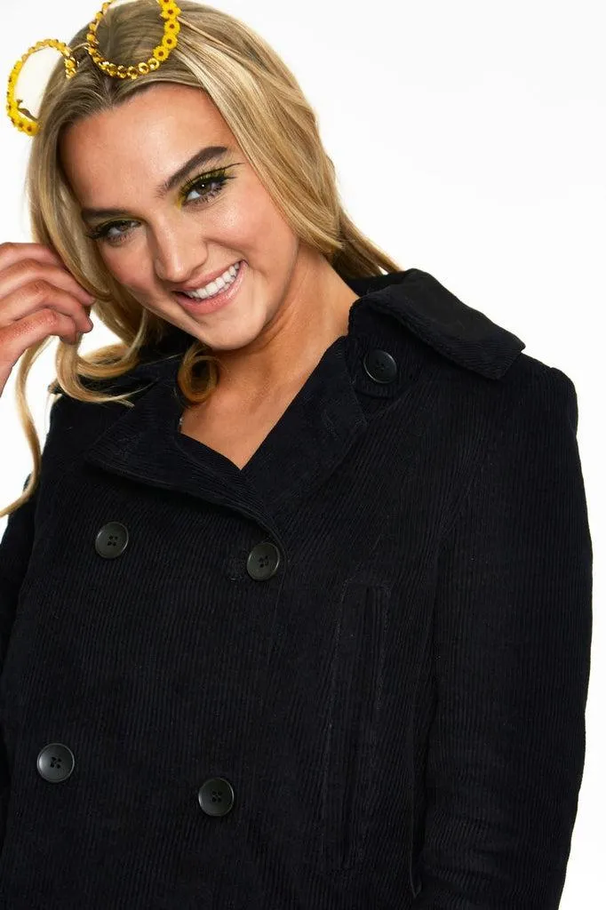 Cassia Caspian Sea Mid Length Corduroy Pea Coat