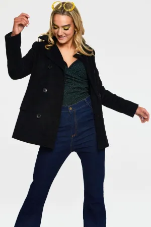 Cassia Caspian Sea Mid Length Corduroy Pea Coat