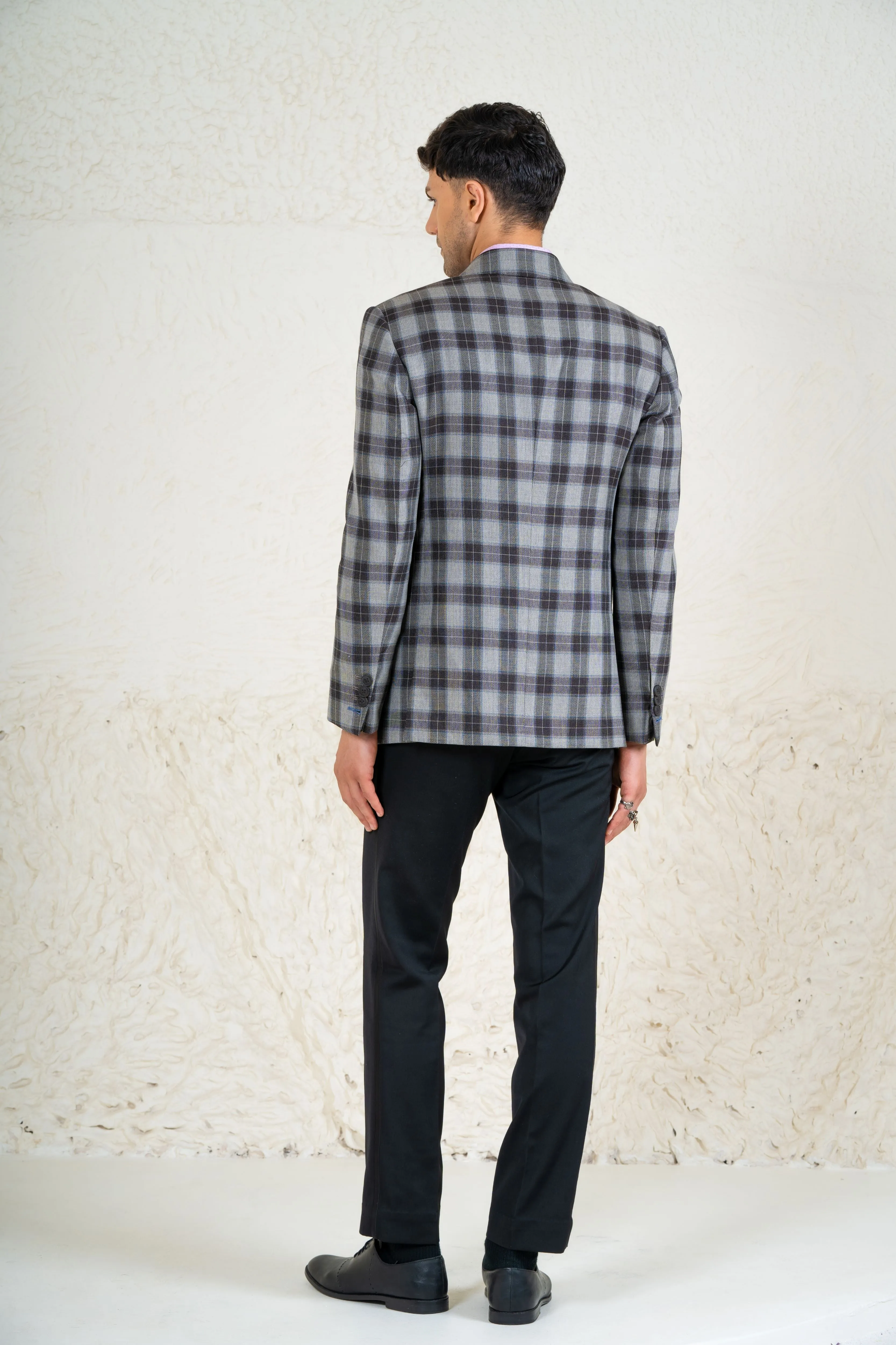 Checkered Linen Blazer