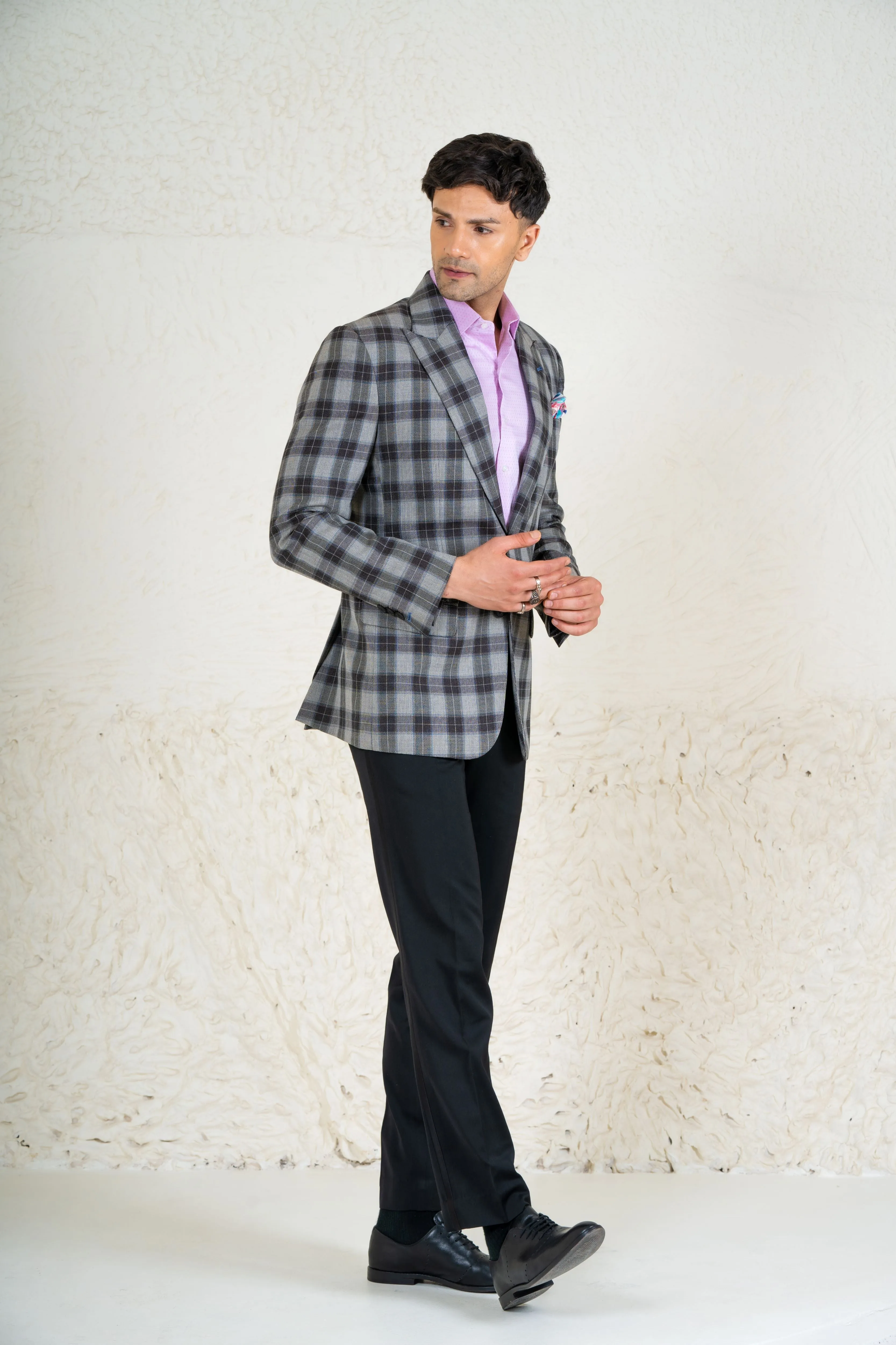 Checkered Linen Blazer