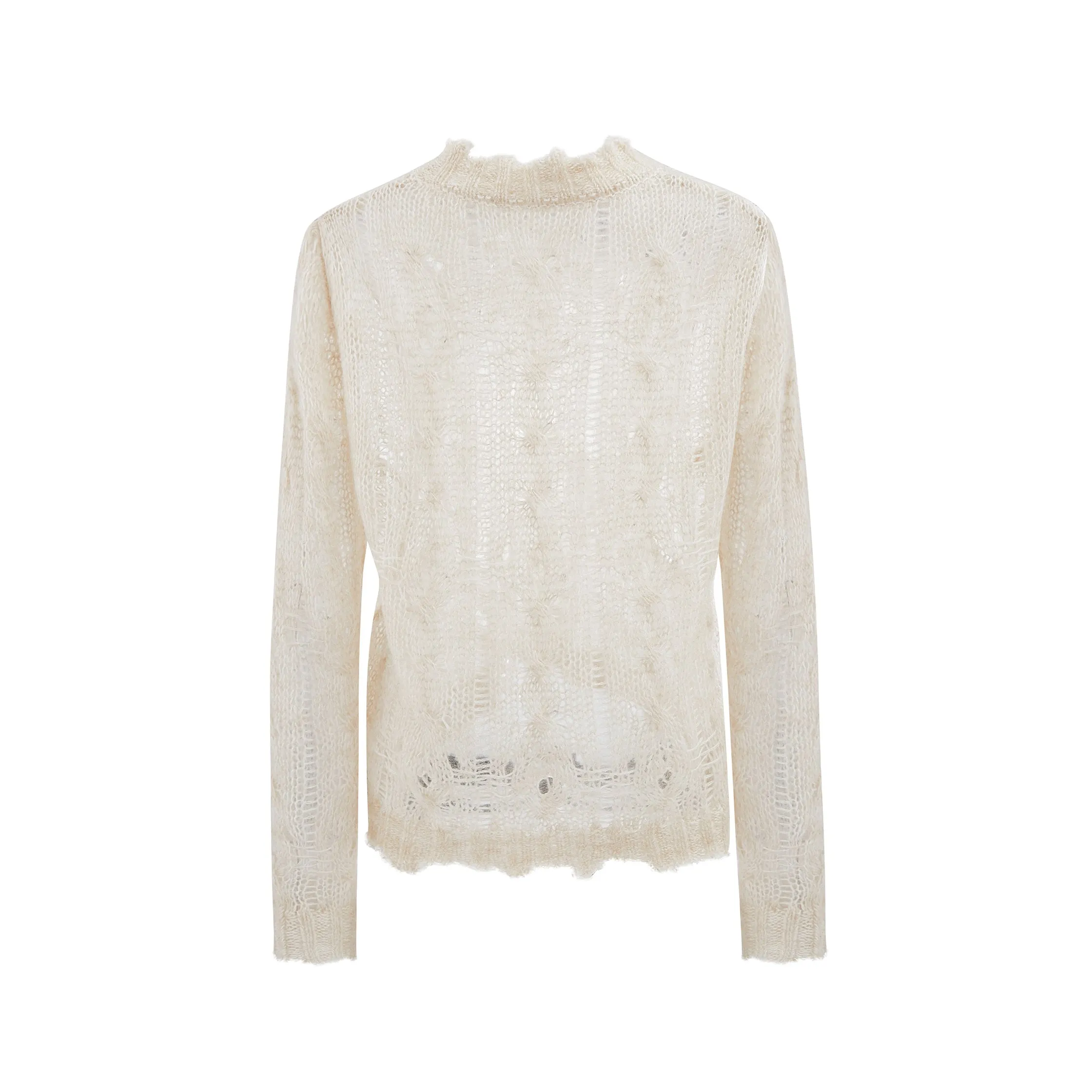 Cream Crewneck Light Mohair Knit