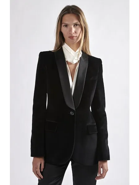 E1205EHK Velvet jacket with satin collar