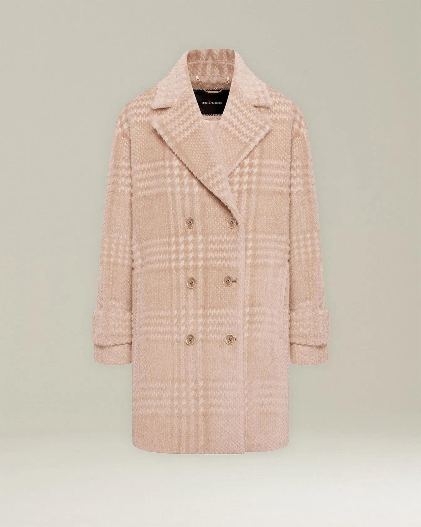 GLEN PLAID ALPACA AND WOOL PEA COAT