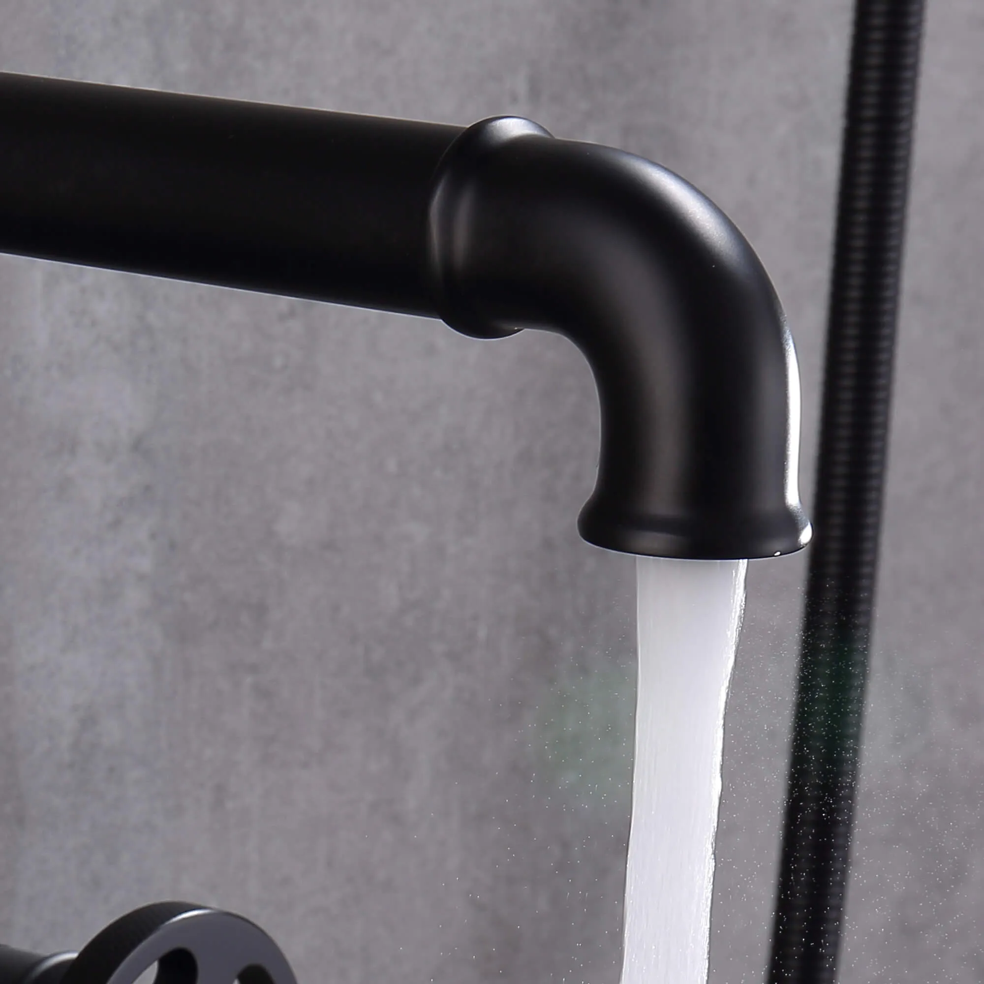 Industrial Pipe Tub Filler Wall Mount Bathtub Faucet with Hand Shower RB0991