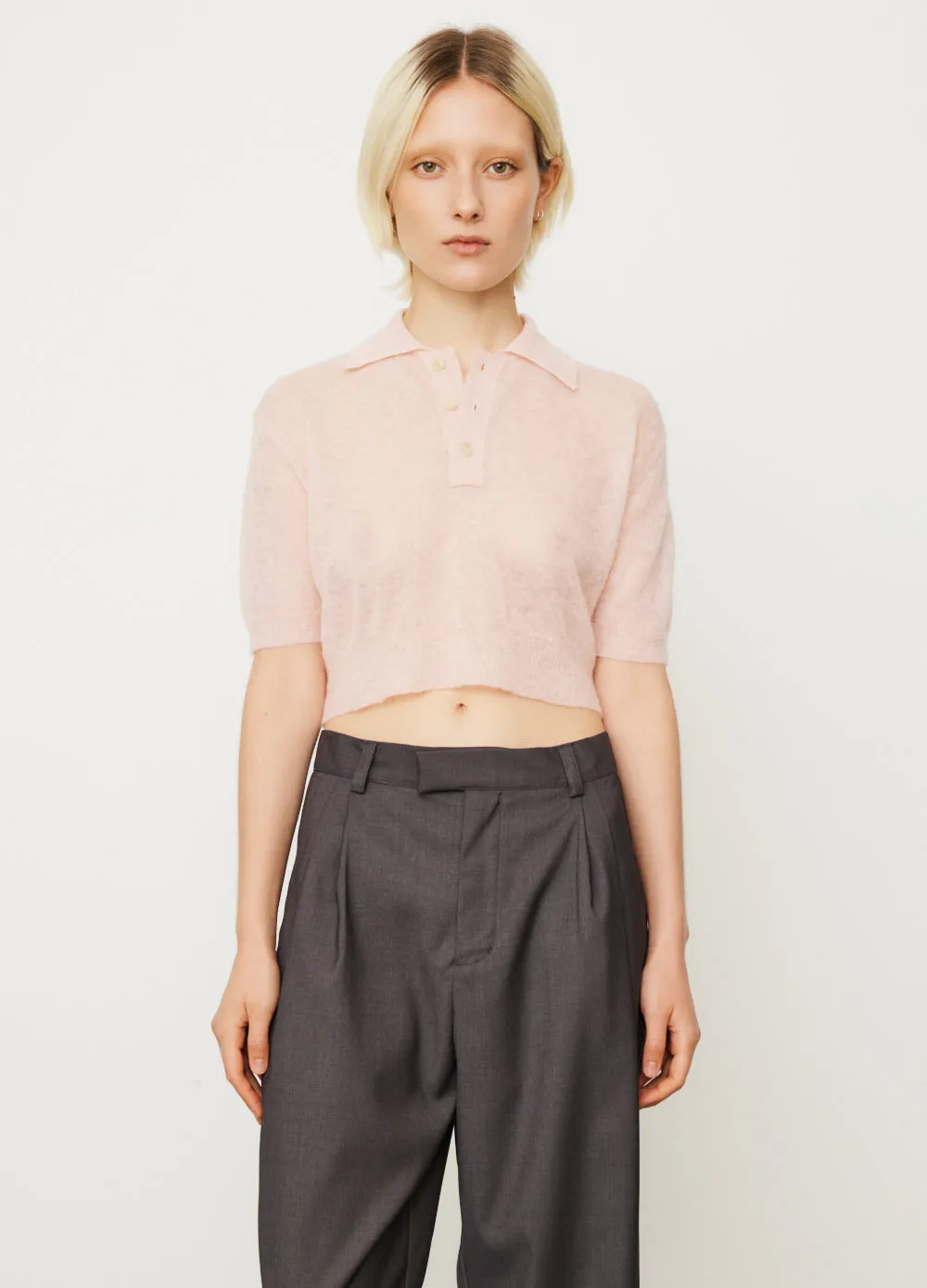 Kid Mohair Sheer Knit Polo