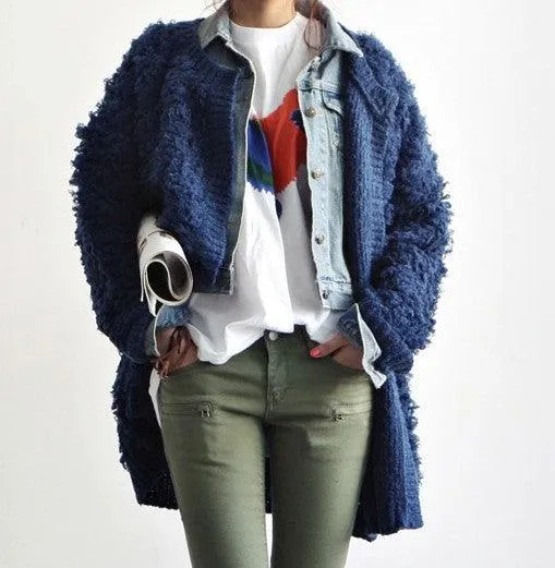 Korean Style Women's Circle Knitted Sweater Coat
