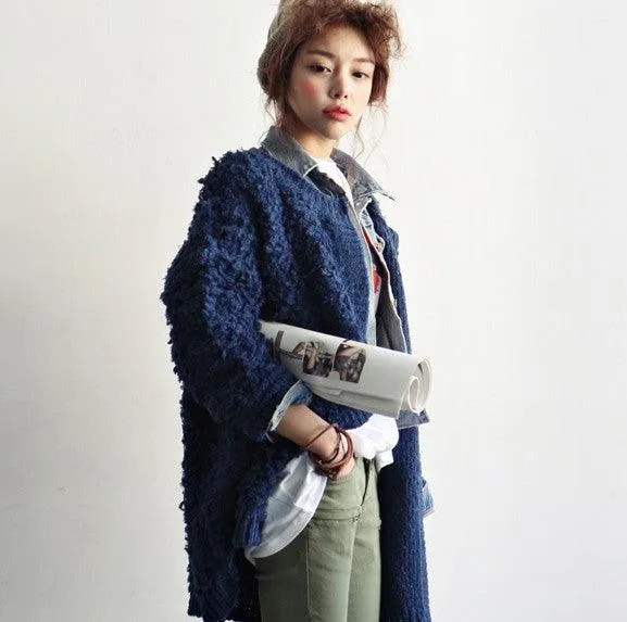 Korean Style Women's Circle Knitted Sweater Coat