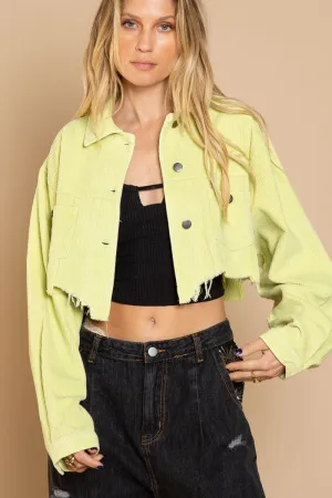 Lime Cropped Corduroy Jacket