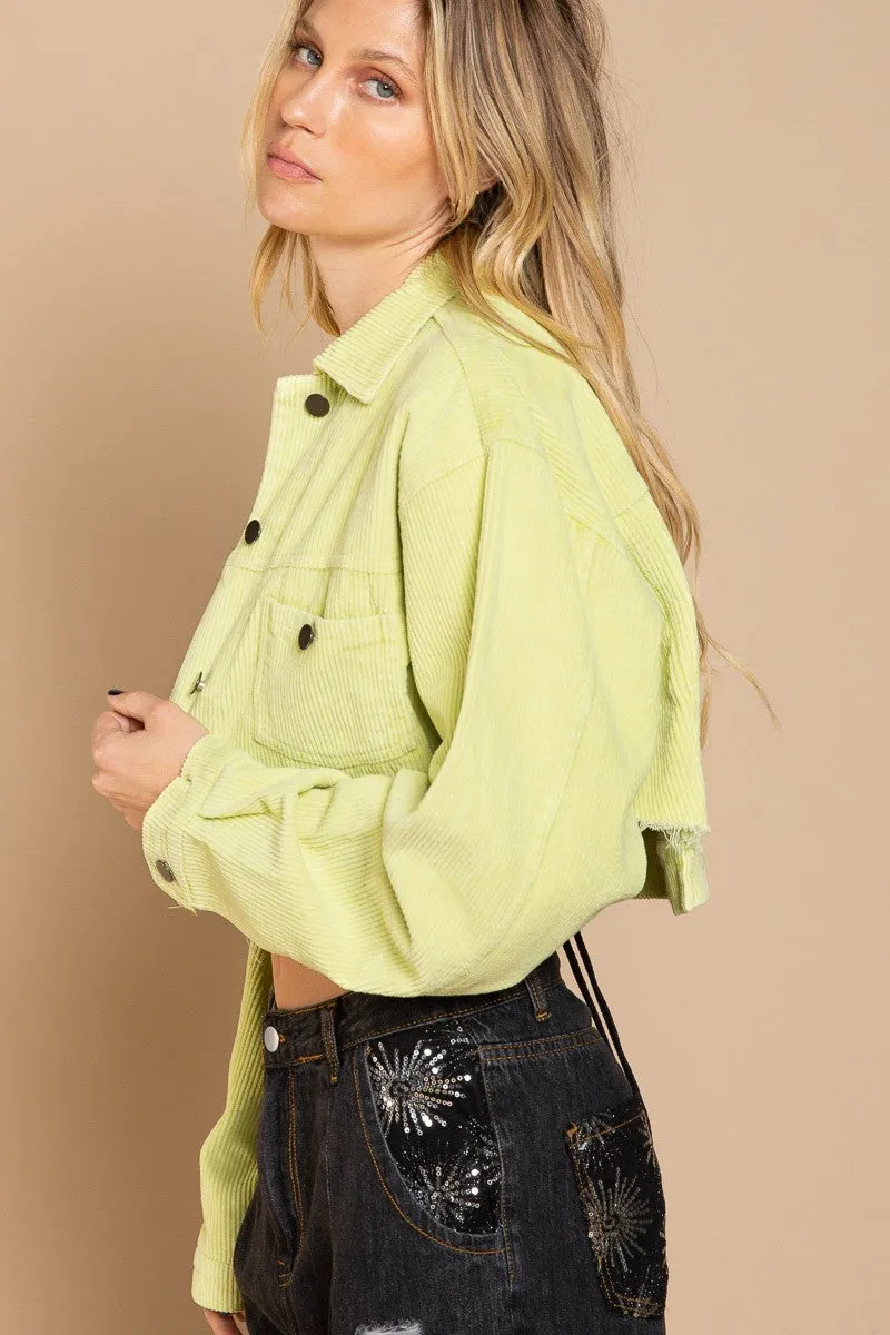 Lime Cropped Corduroy Jacket