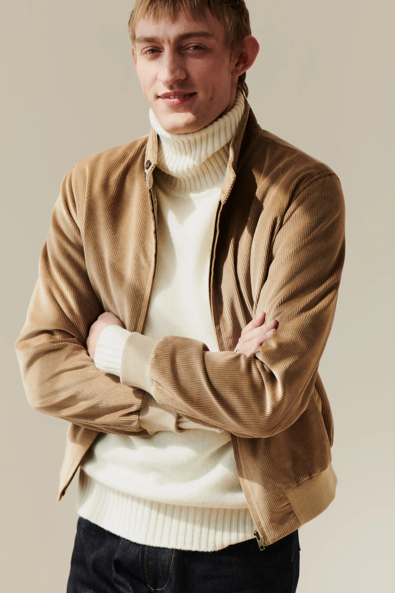 Men's Corduroy Harrington Jacket - Stone