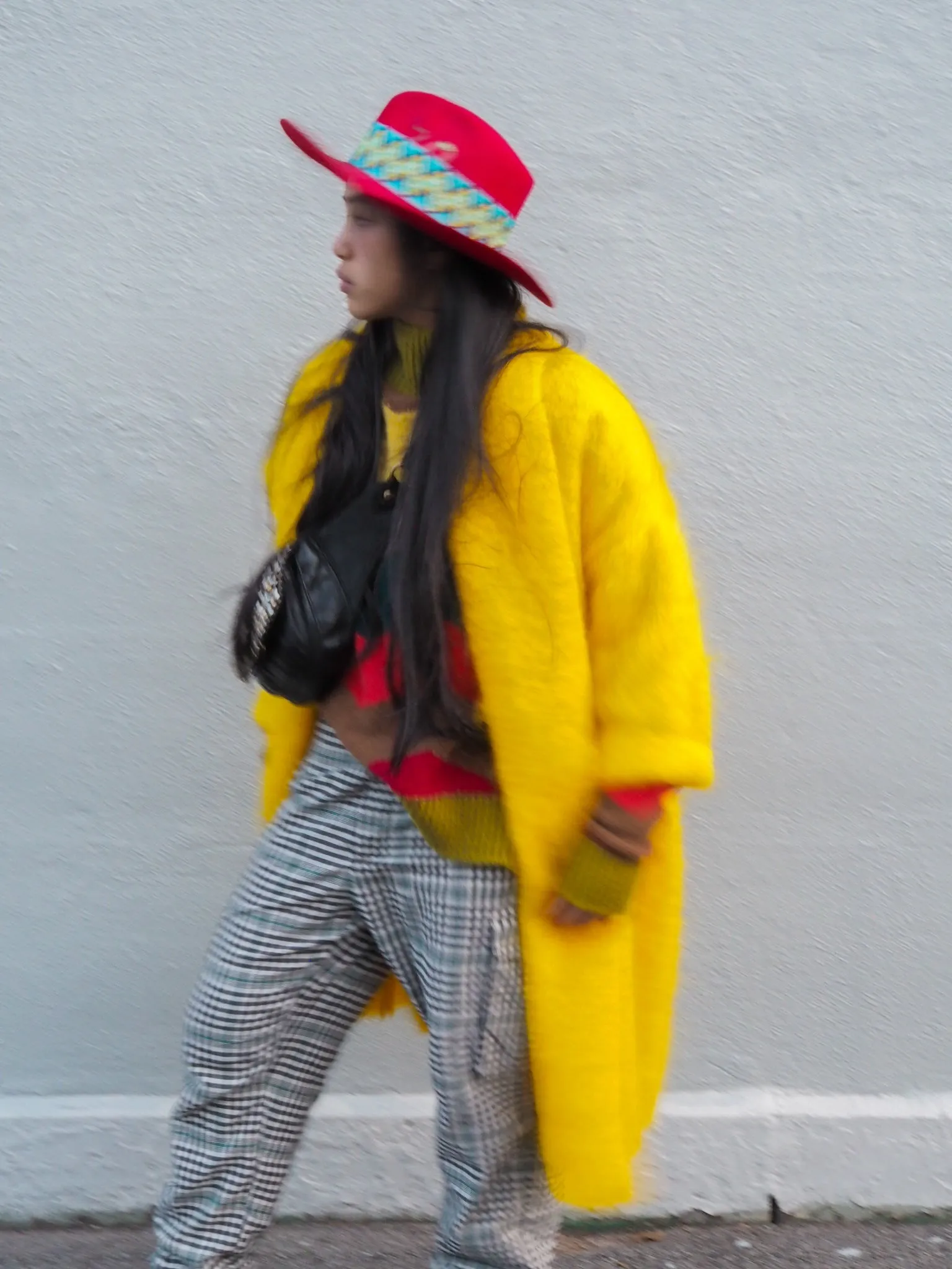 Mohair cocoon coat - charteruse