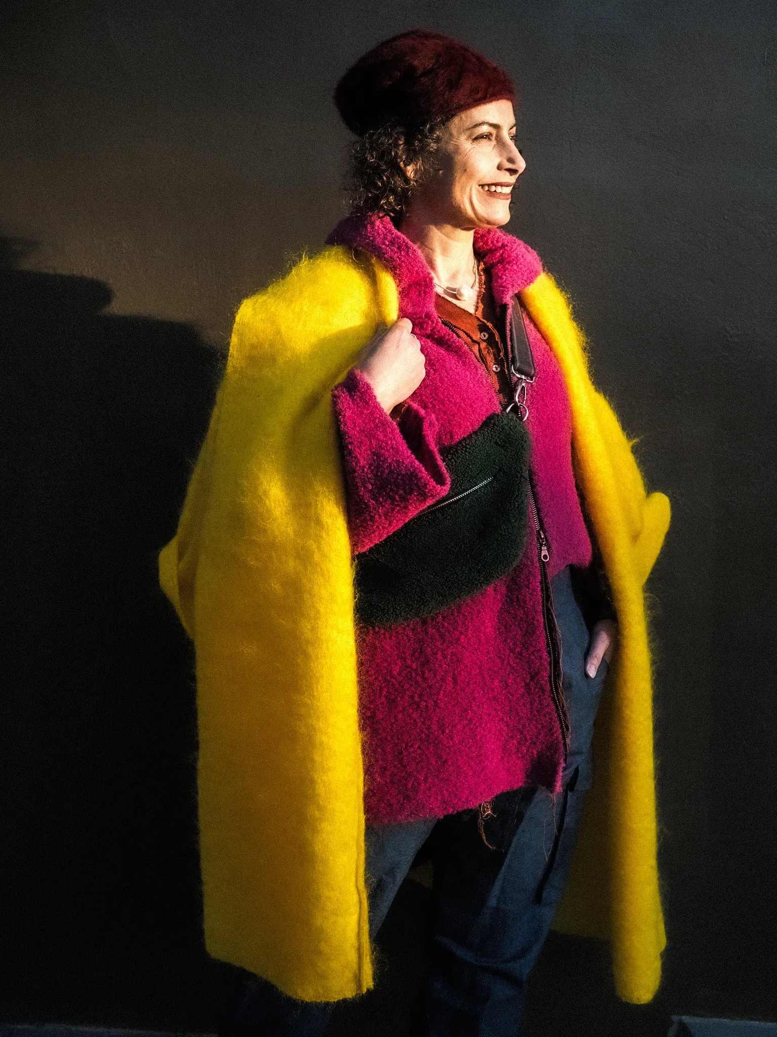 Mohair cocoon coat - charteruse