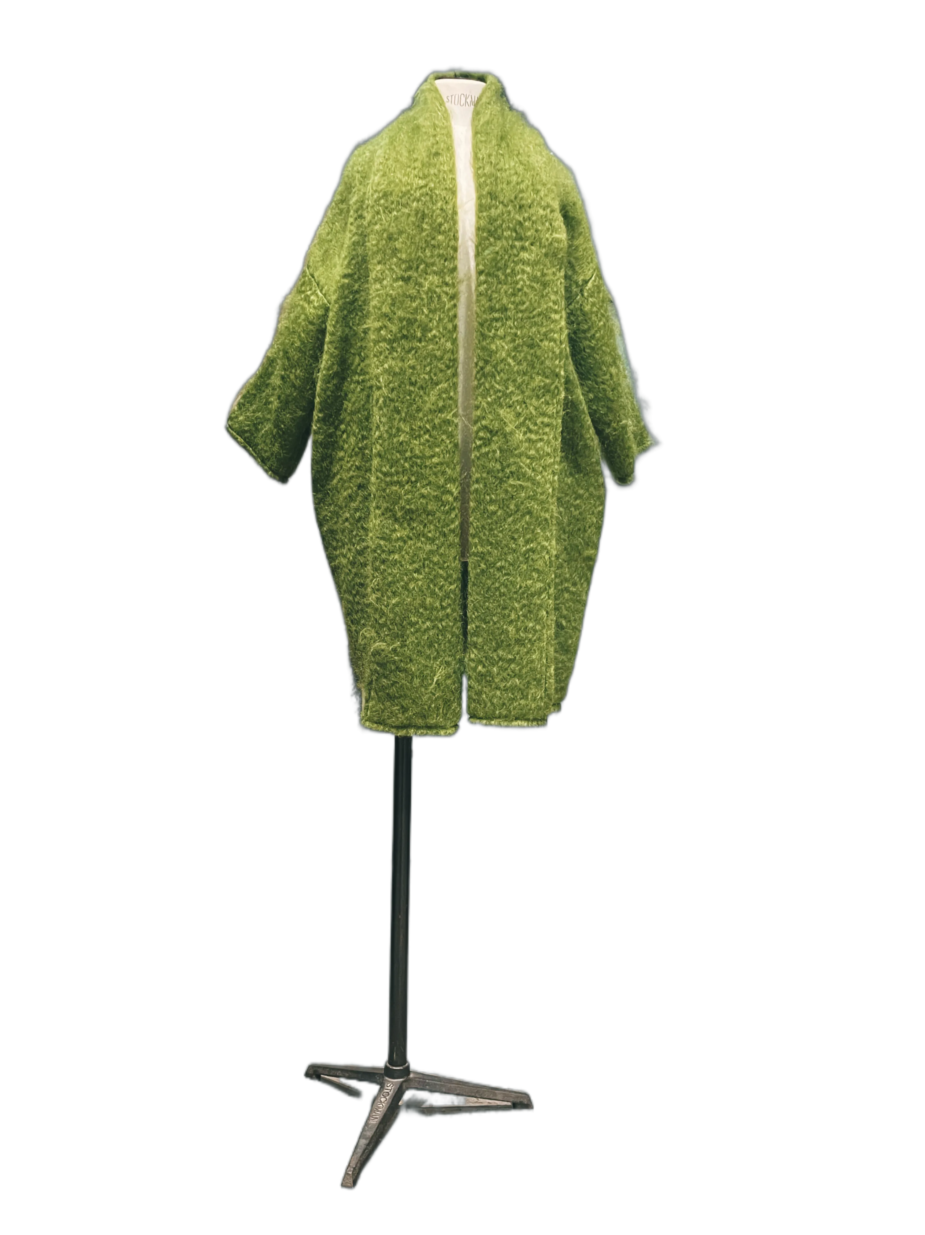 Mohair cocoon coat - chartreuse