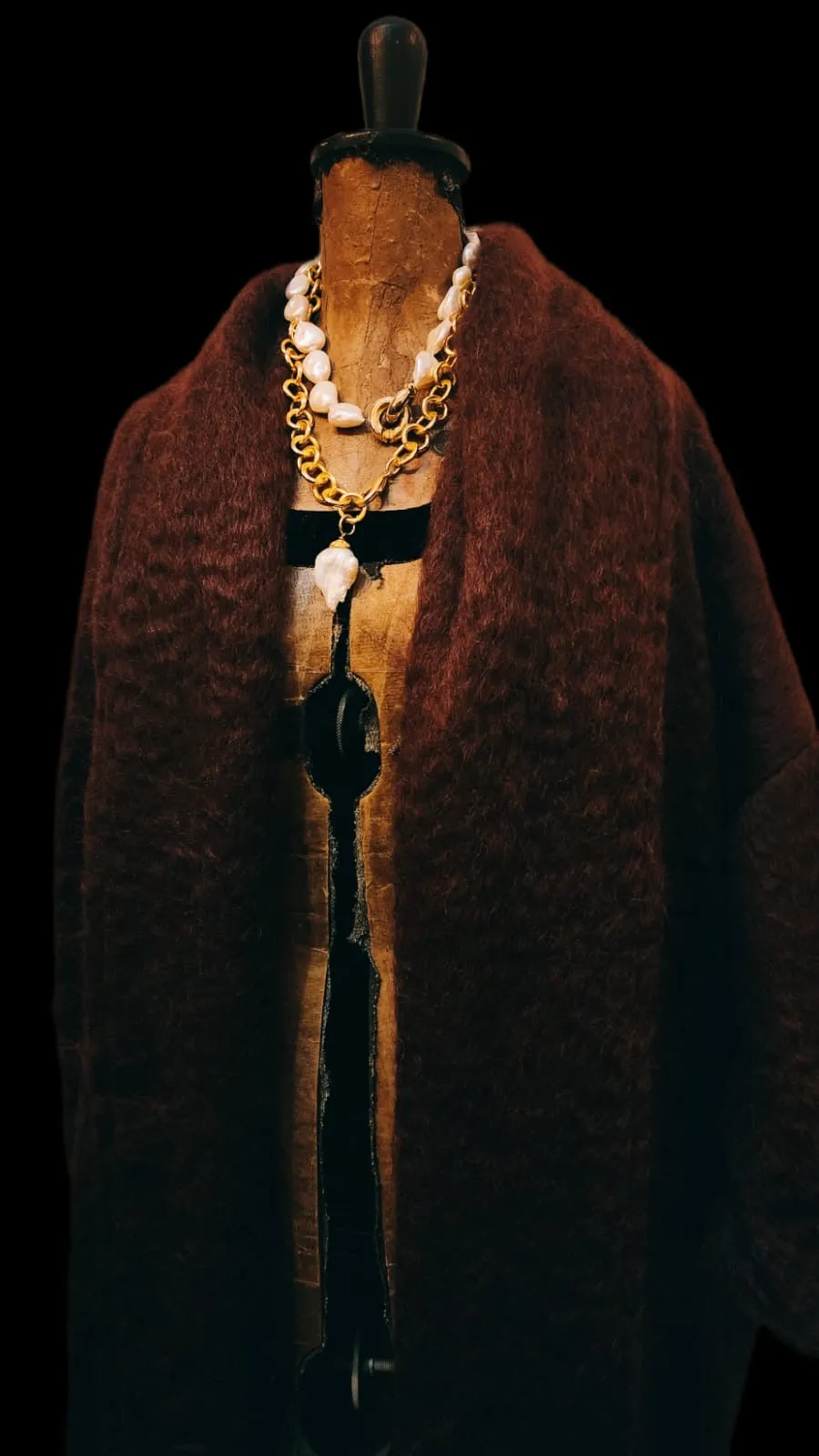 Mohair cocoon coat - Rust