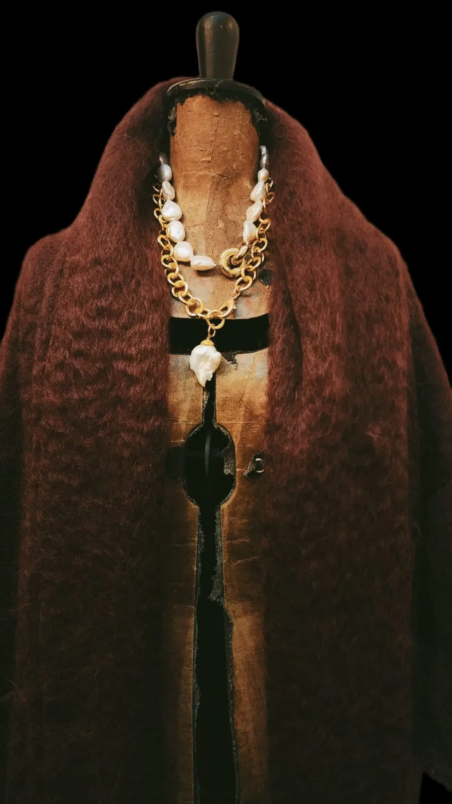 Mohair cocoon coat - Rust