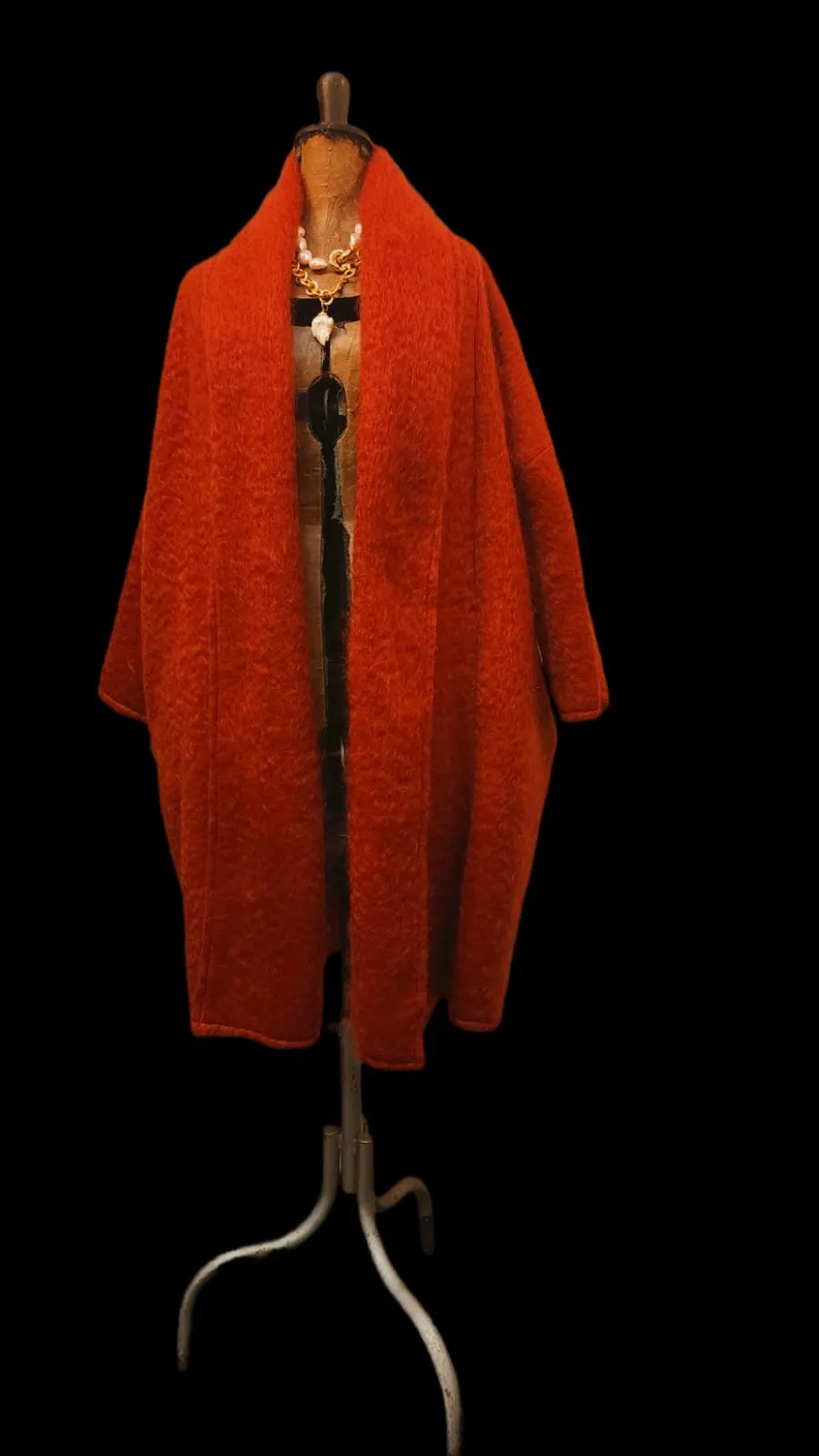 Mohair cocoon coat - Rust