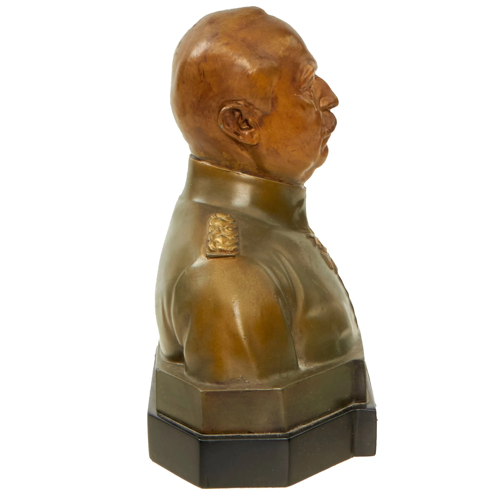 Original German WWII Bronze Signed Bust of General Erich Ludendorff with Plaque Commemorating His Involvement in the 1923 Beer Hall Putsch Failed Coup