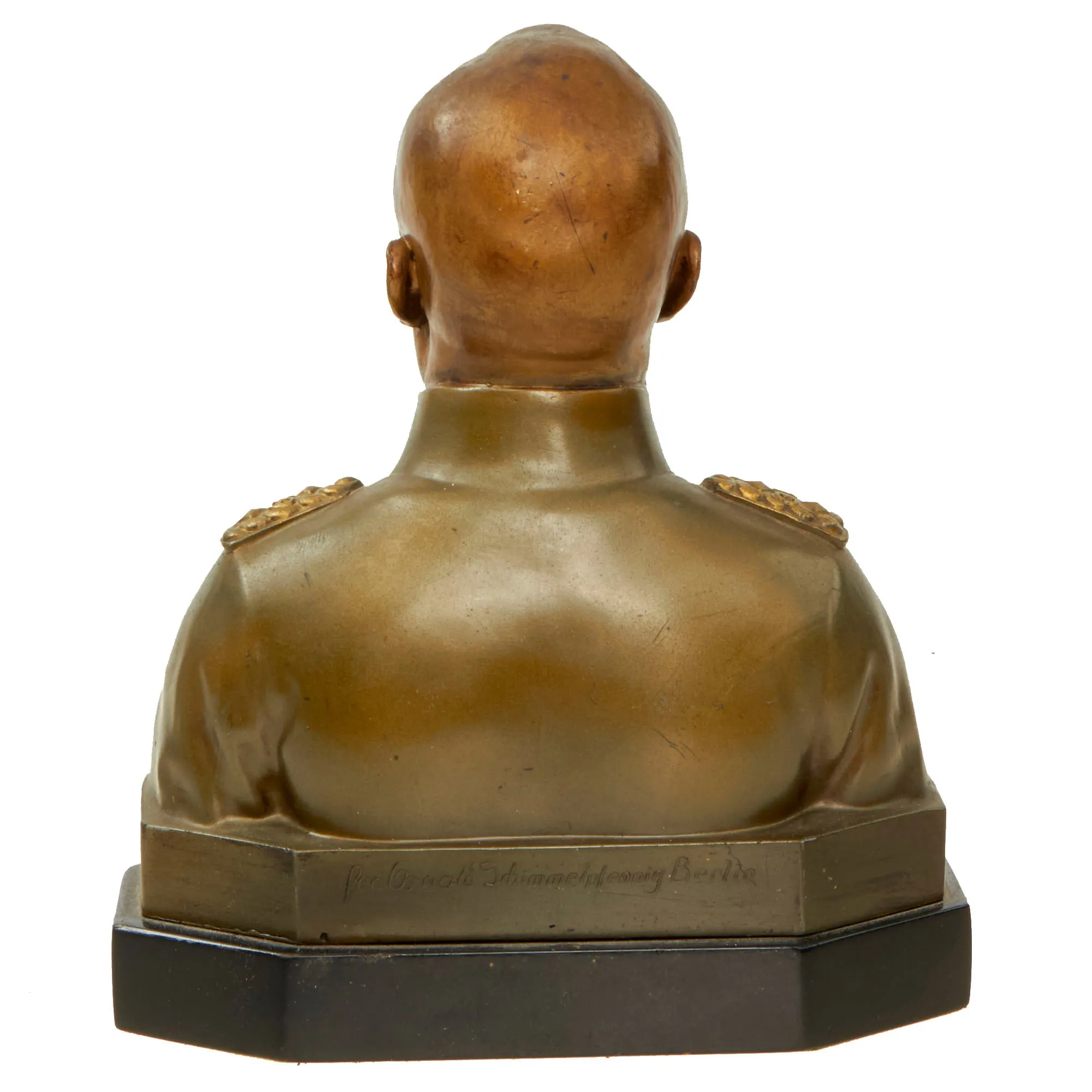 Original German WWII Bronze Signed Bust of General Erich Ludendorff with Plaque Commemorating His Involvement in the 1923 Beer Hall Putsch Failed Coup