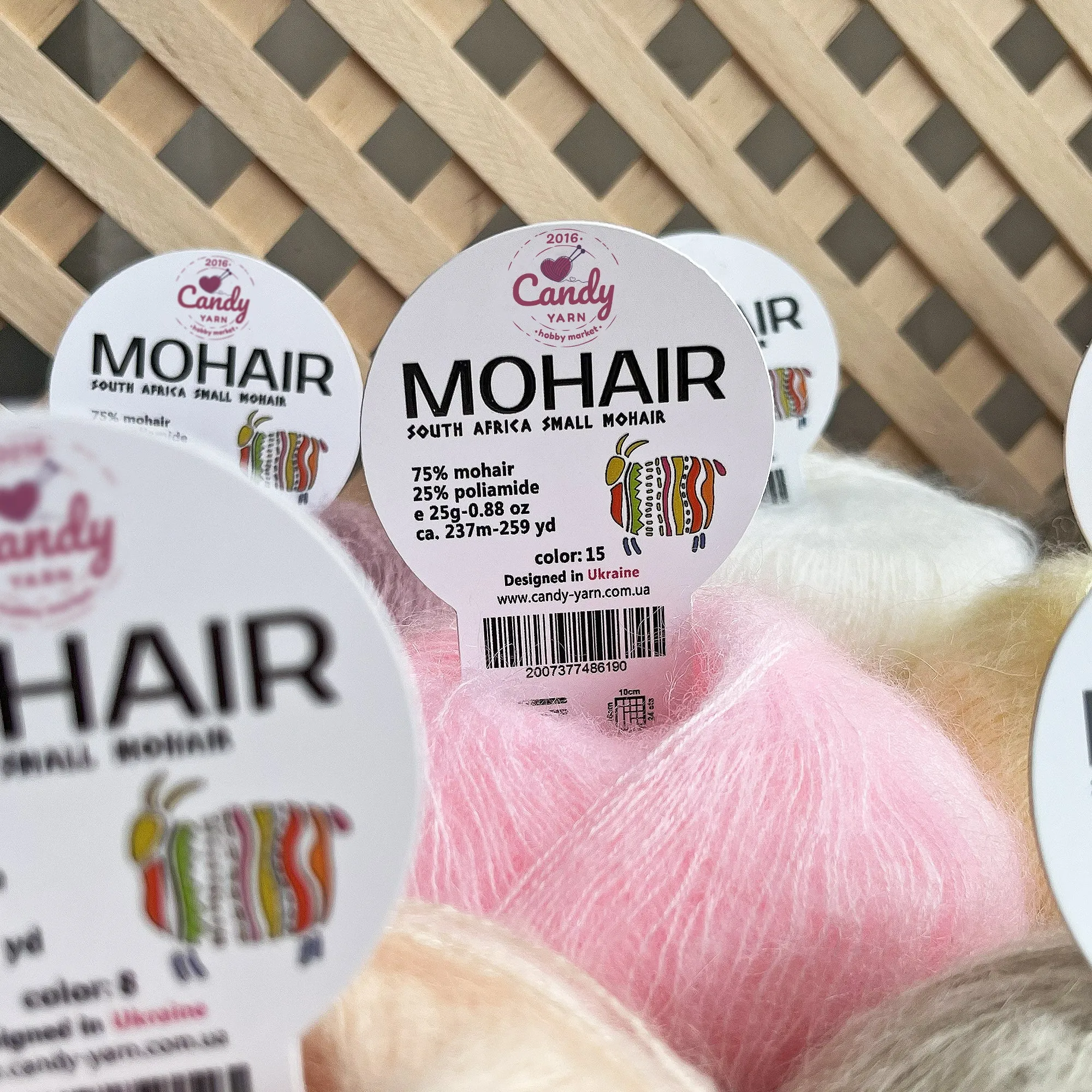 South African Small MOHAIR YARN, 10 Colors, 0.99 oz / 259 yards