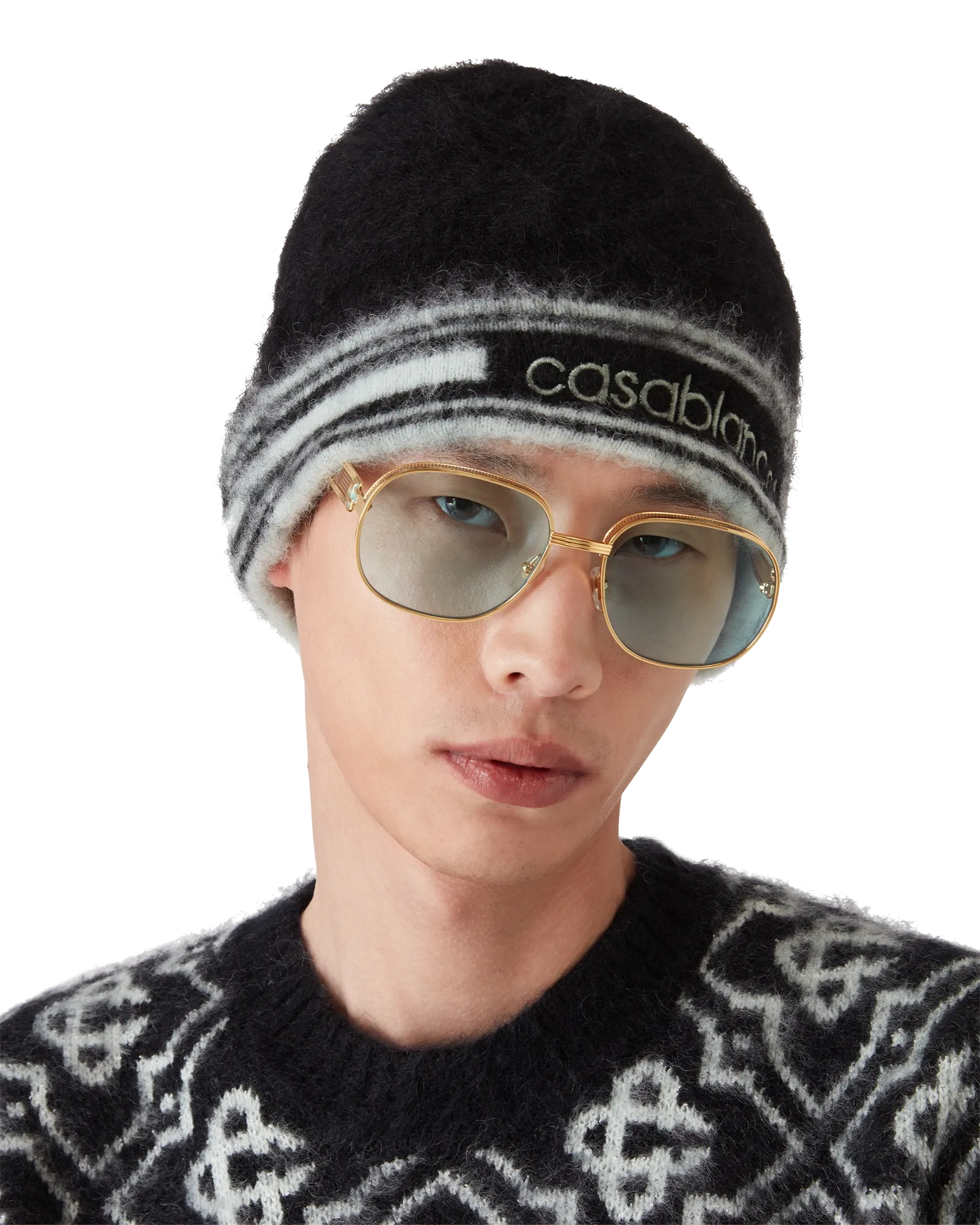 Stripe Mohair Beanie