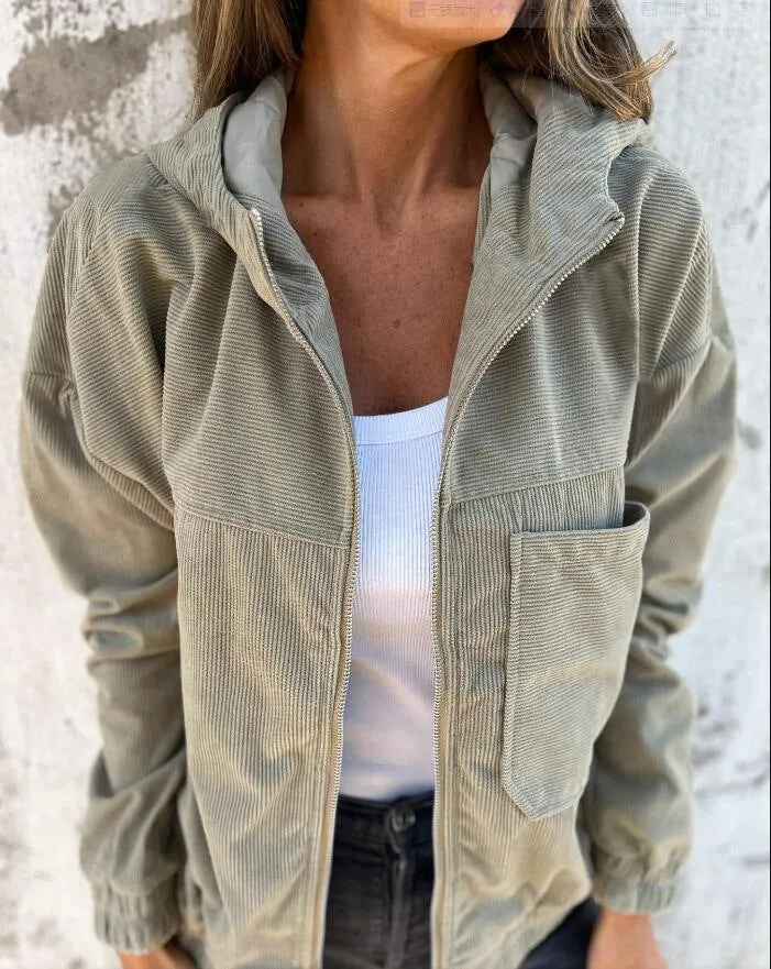 Women's Corduroy Hooded Jacket
